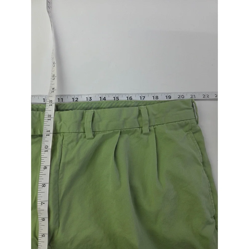Lands End Mens Green Pleated Chino Pants 42 x 34 Cuffed Cotton Trousers 190311